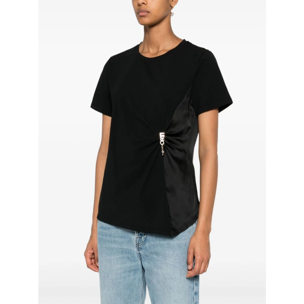 Liu Jo Zwart Jersey Crew Neck T-shirt Black Dames