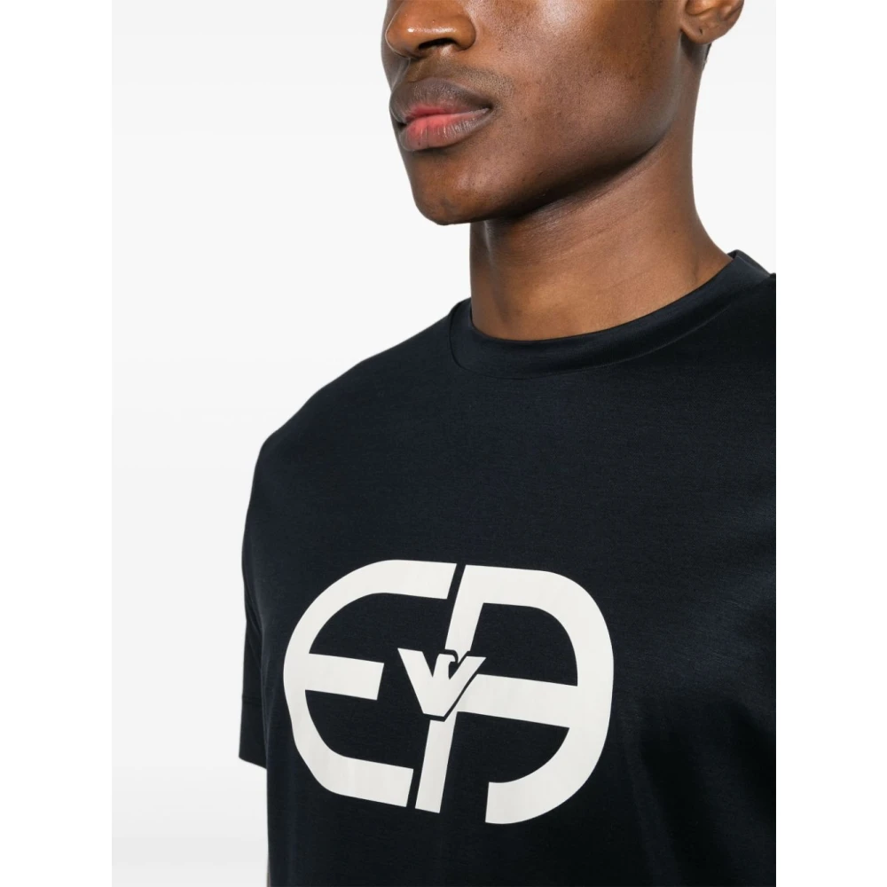 Emporio Armani Heren Katoenen T-shirt met Maxi Logo Blue Heren