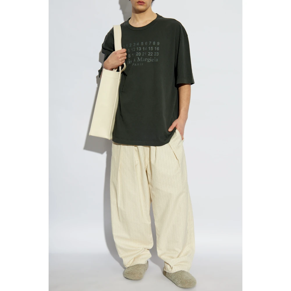 Maison Margiela T-shirt met bedrukt logo Black Heren