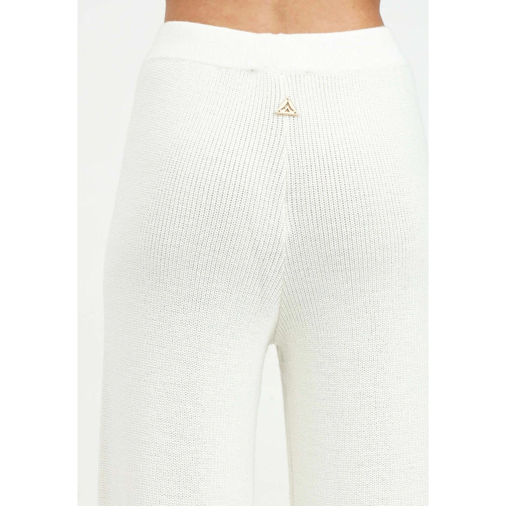 Akep Elegante Gebreide Wijde Pijp Broek Beige Dames