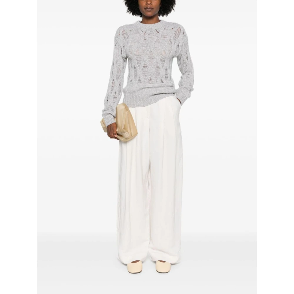 Wild Cashmere Lichtgrijze Open Gebreide Trui Gray Dames
