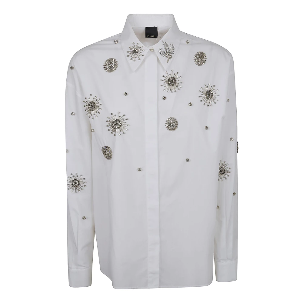 Pinko Vrouw Wit Overhemden Dames, S, Katoen, Carley Camicia Popeline