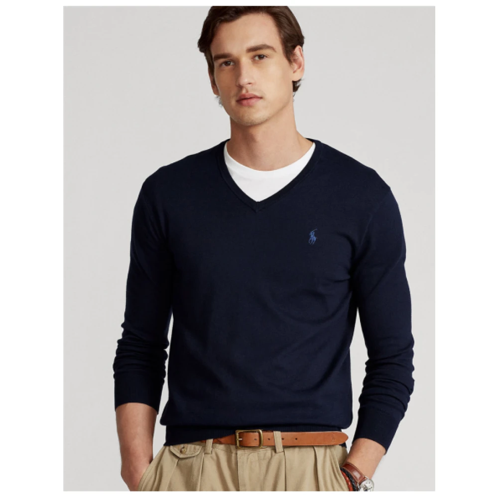 Polo Ralph Lauren Slim Fit V-Hals Polo Trui Blue Heren