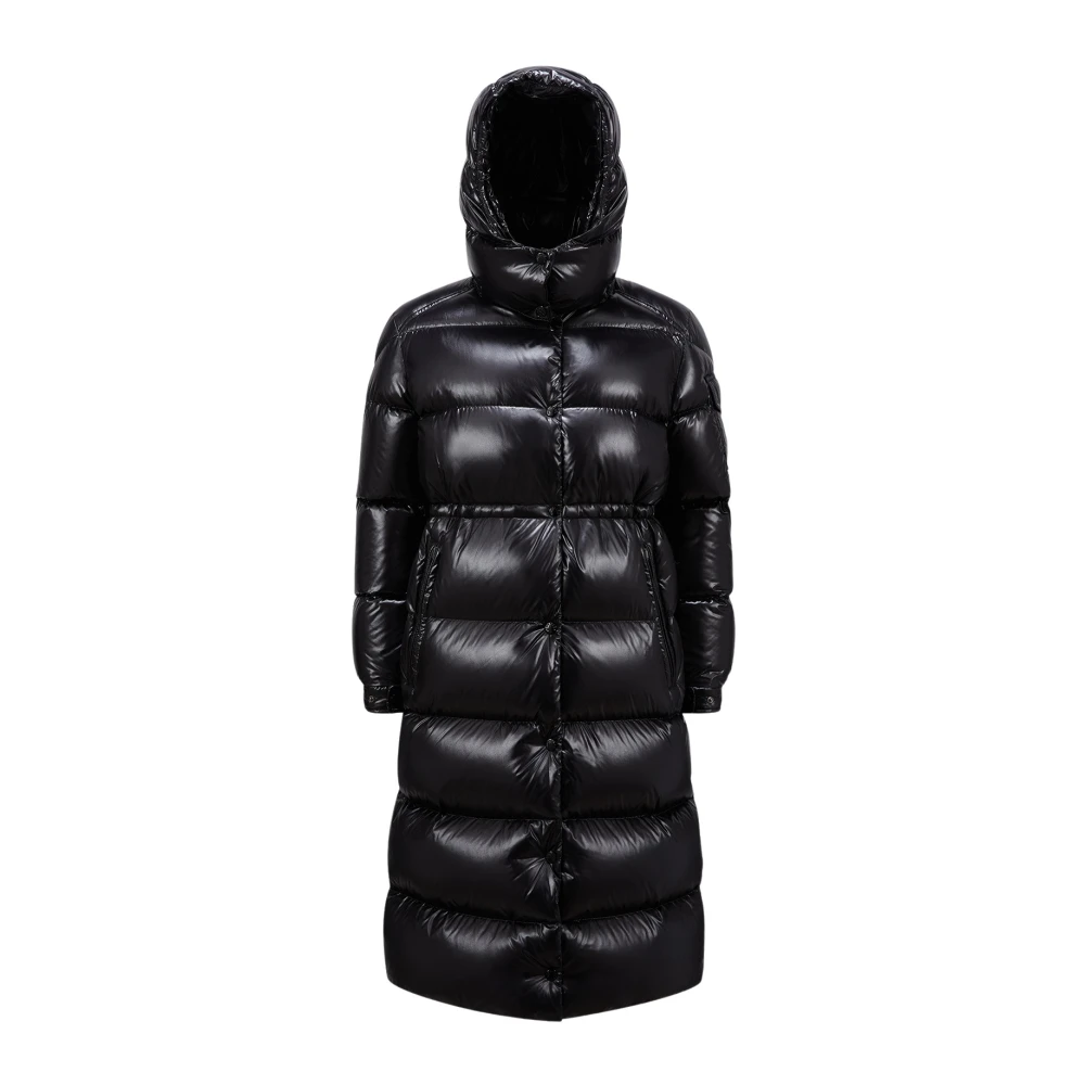 Moncler Lange Jas voor Stijlvolle Winterlook Black Dames