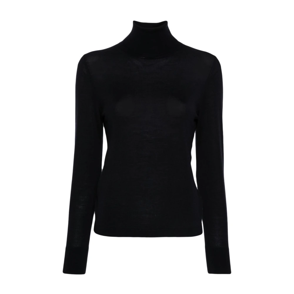 Allude Klassieke Turtleneck Sweater Flat Knit Black Dames