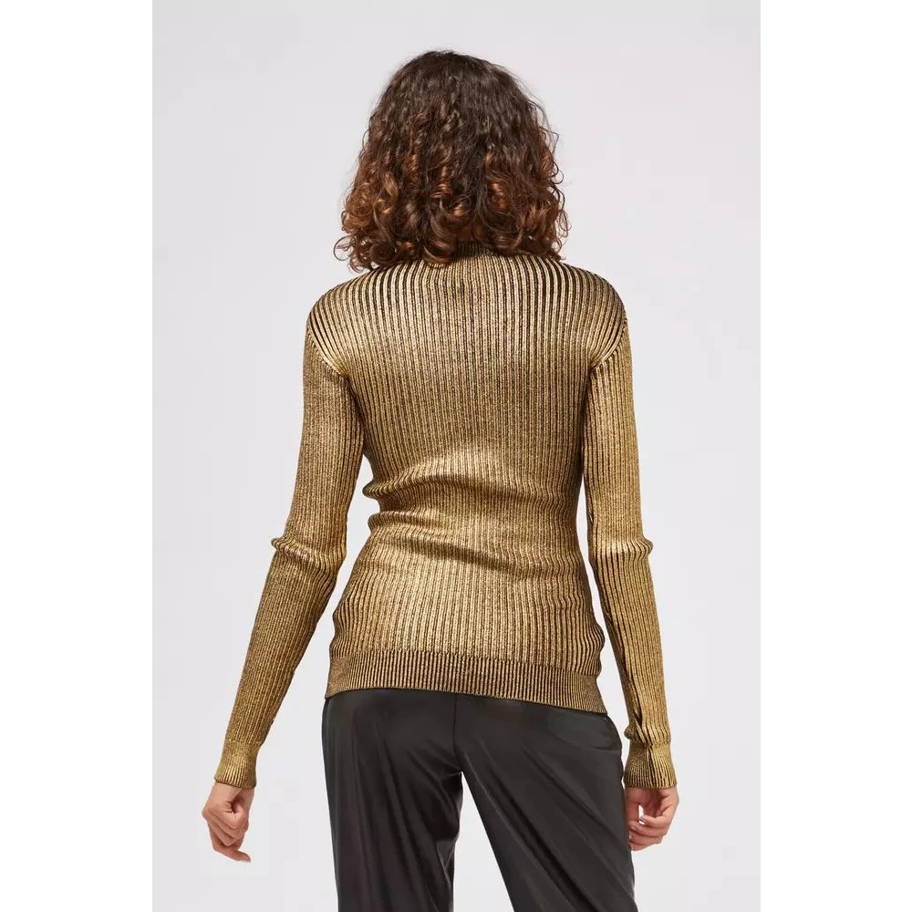 Custo Barcelona Glamoureuze Gouden Print Trui met Lange Mouwen Yellow Dames