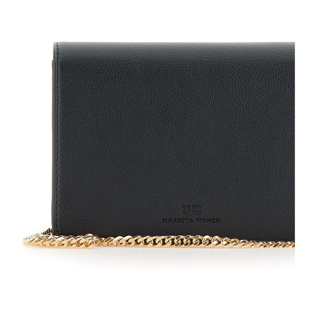 Elisabetta Franchi Zwarte Schoudertas met Gouden Ketting Black Dames