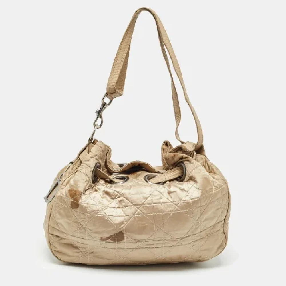 Dior Vintage Pre-owned Leather handbags Beige Dames