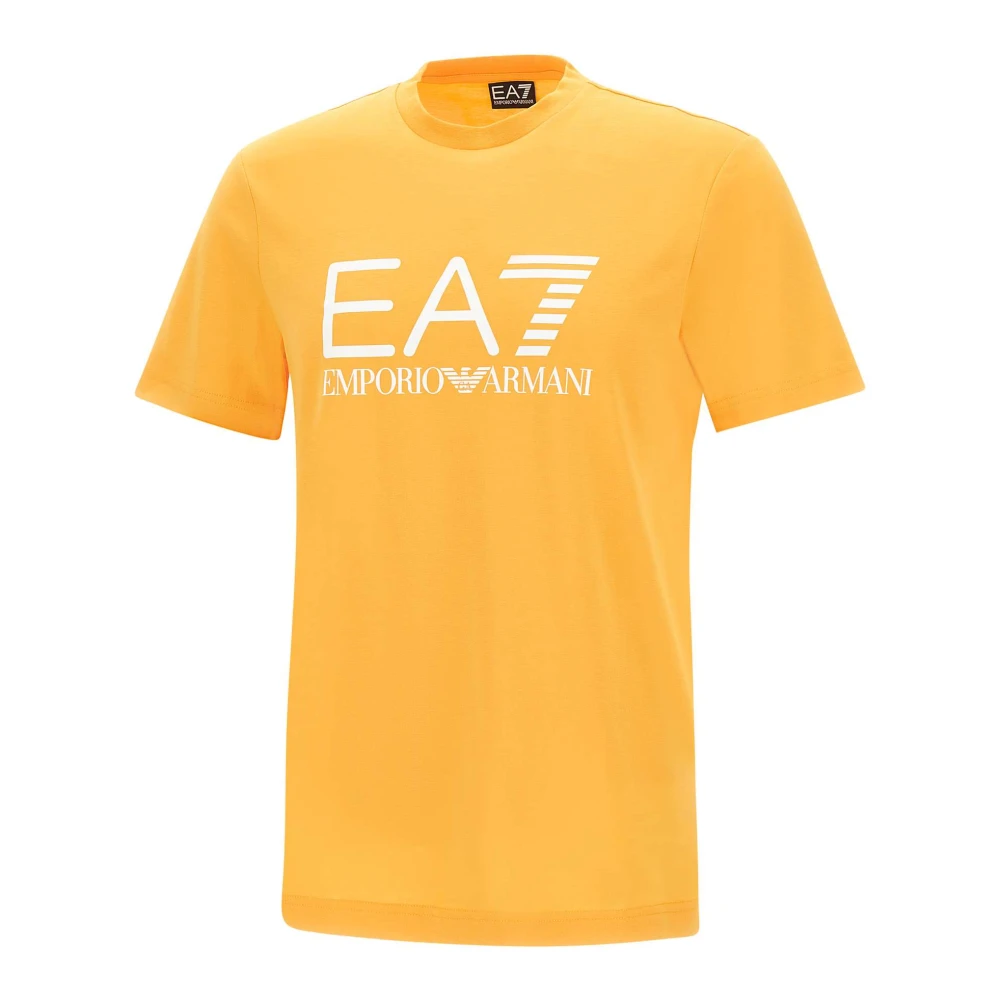 Emporio Armani Ea7 Mannelijk Geel Cotton Jersey T-Shirt Met Logo
