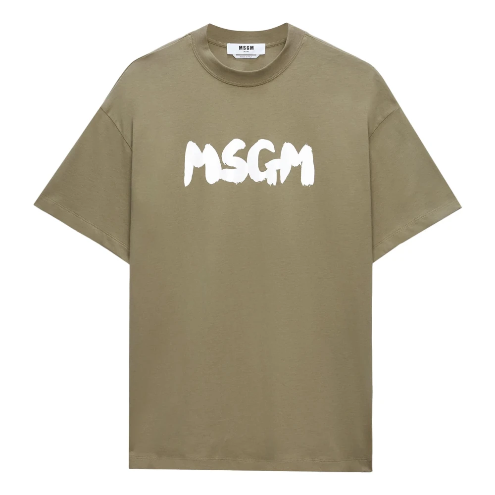 Msgm Groene Logo Pennellato T-shirts en Polo's Green Heren