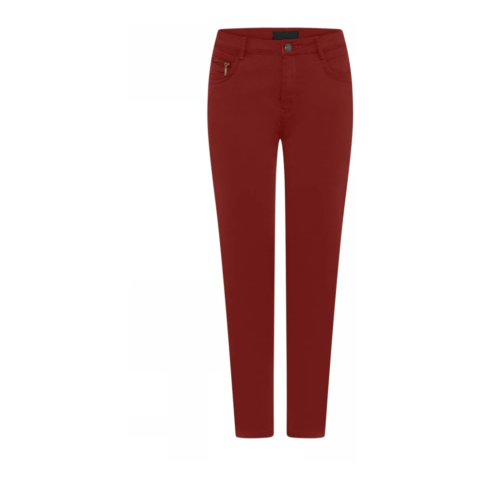 C.ro Women's Red Winter Suzanne Trousers With Zipper Detail - Slim-Fit Trousers - 2XL - Trousers