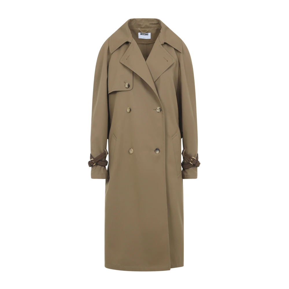 Moschino Women's Brown Cotton-Blend Gabardine Trench Coat - Trench Coats - Xs - Coats