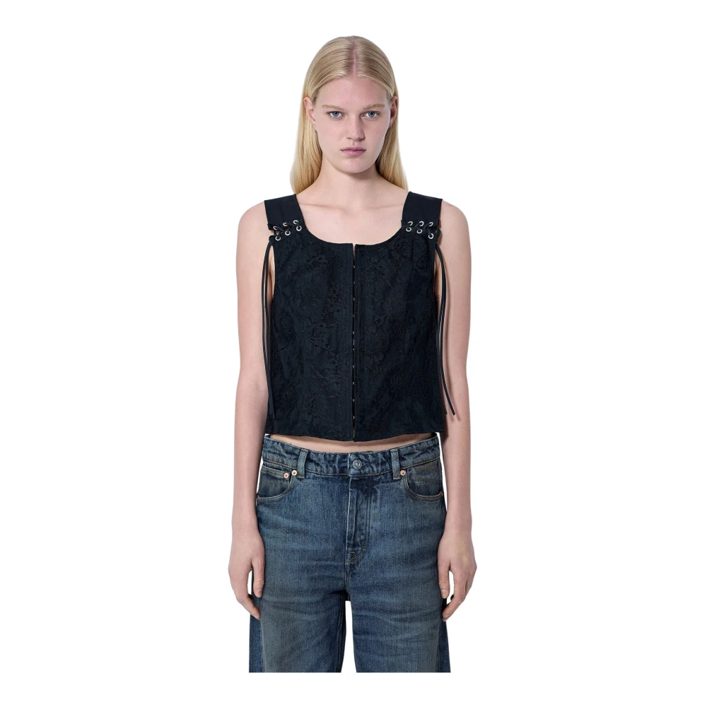 Our Legacy Women's Black Sleeveless Tops, S, Tough Vest