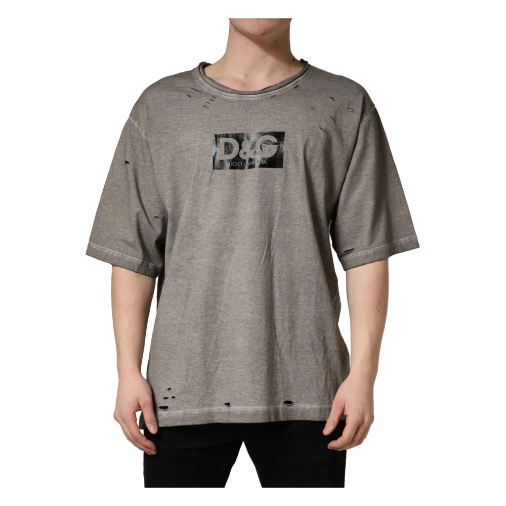 Dolce & Gabbana Uomo Grigio - T-Shirt A Maniche Corte Girocollo - Tops - L