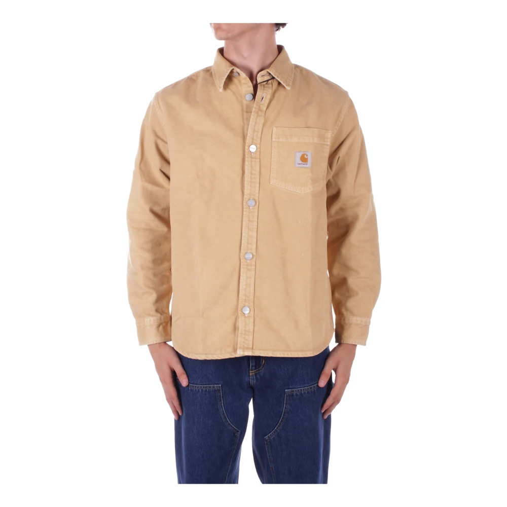 Carhartt WIP Beige Logo Front Button Shirt Beige Heren