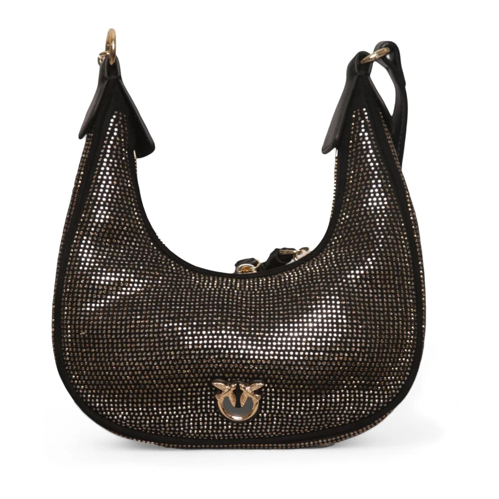 Pinko Strass Hobo Tas met Brioche Stijl Black Dames