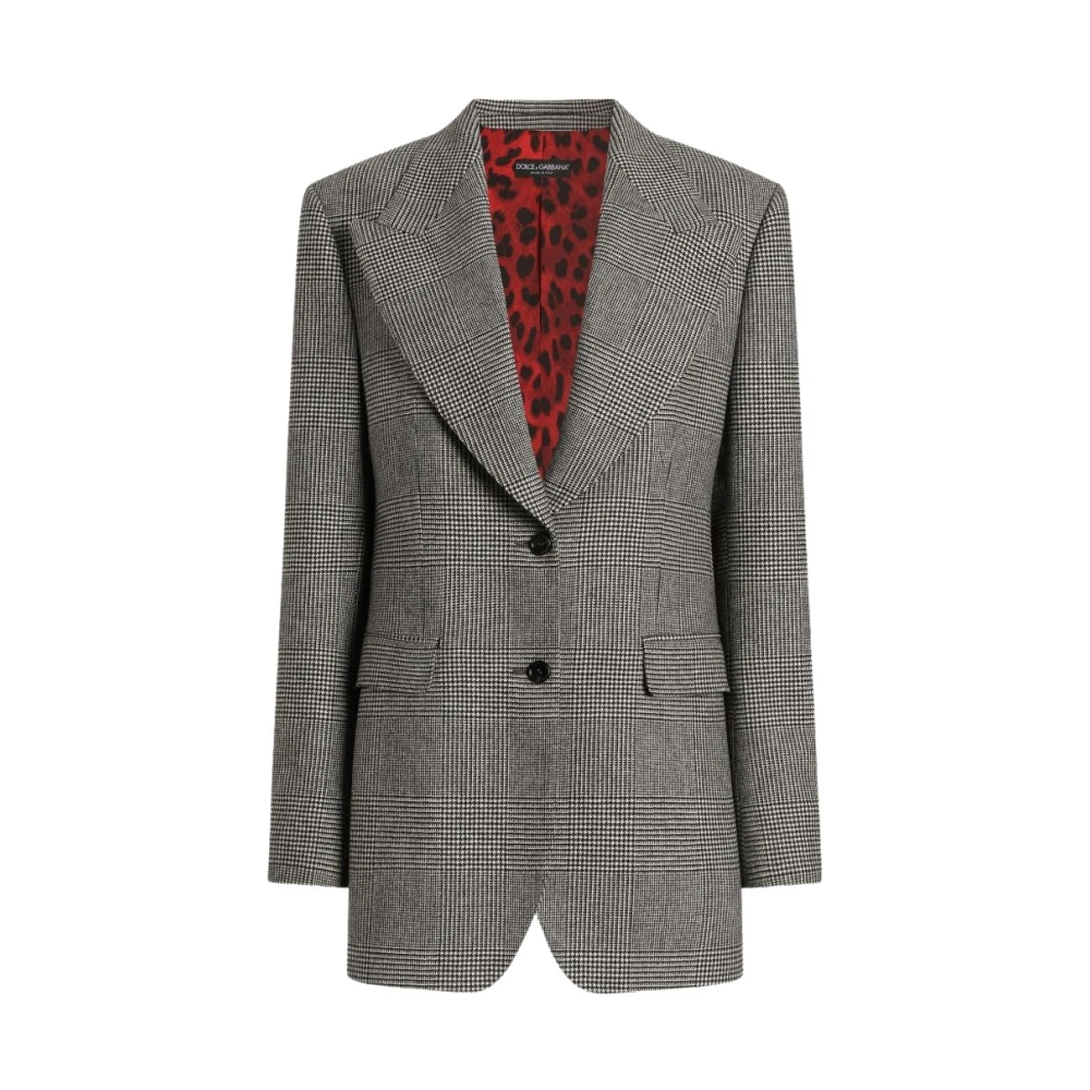 Dolce & Gabbana , Blazers, Female, Gray, Xs, Check Raschel Tweed Jacket
