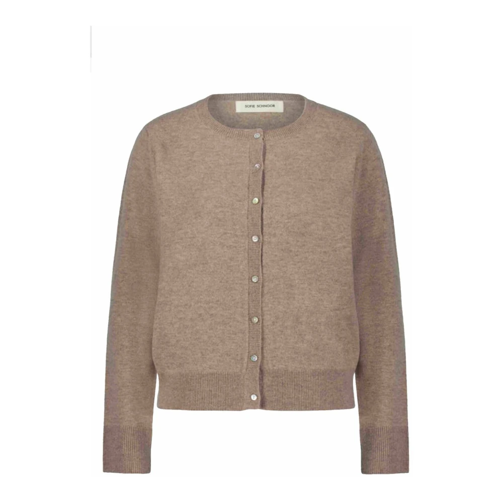 Sofie Schnoor Brown Cardigans, Female, L, Melange Cardigan With Buttons