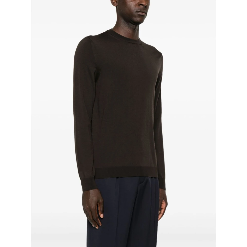 Zanone Bruine Gebreide Crew Neck Sweater Brown Heren