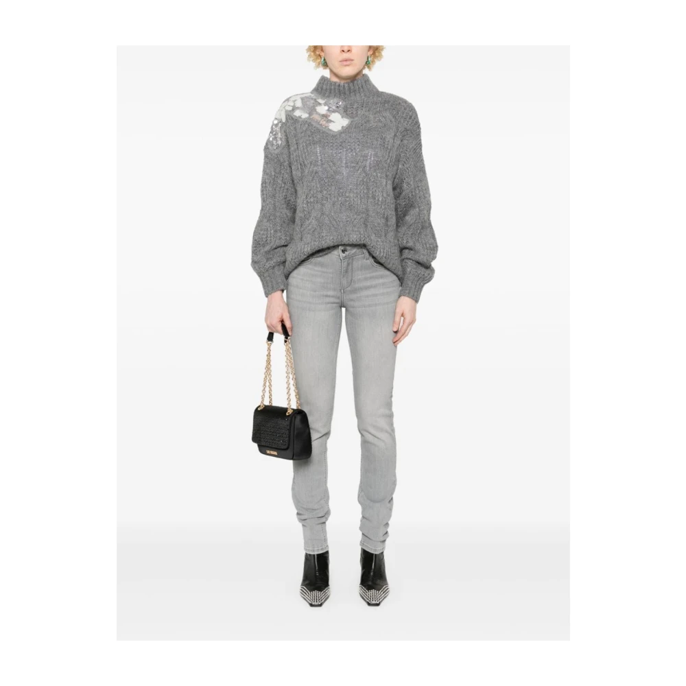 Liu Jo Grijze Kabeltrui met Pailletten Gray Dames