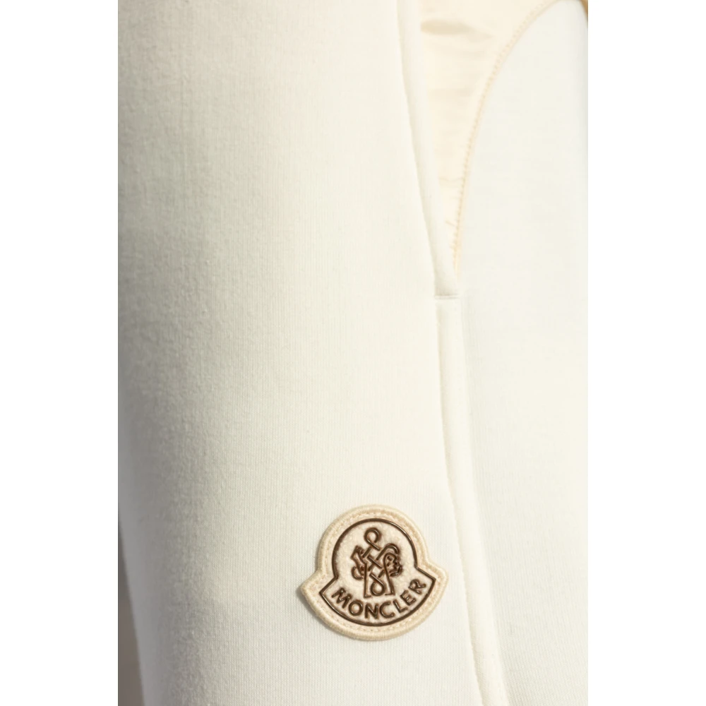 Moncler Sweatpants met logopatch Beige Dames