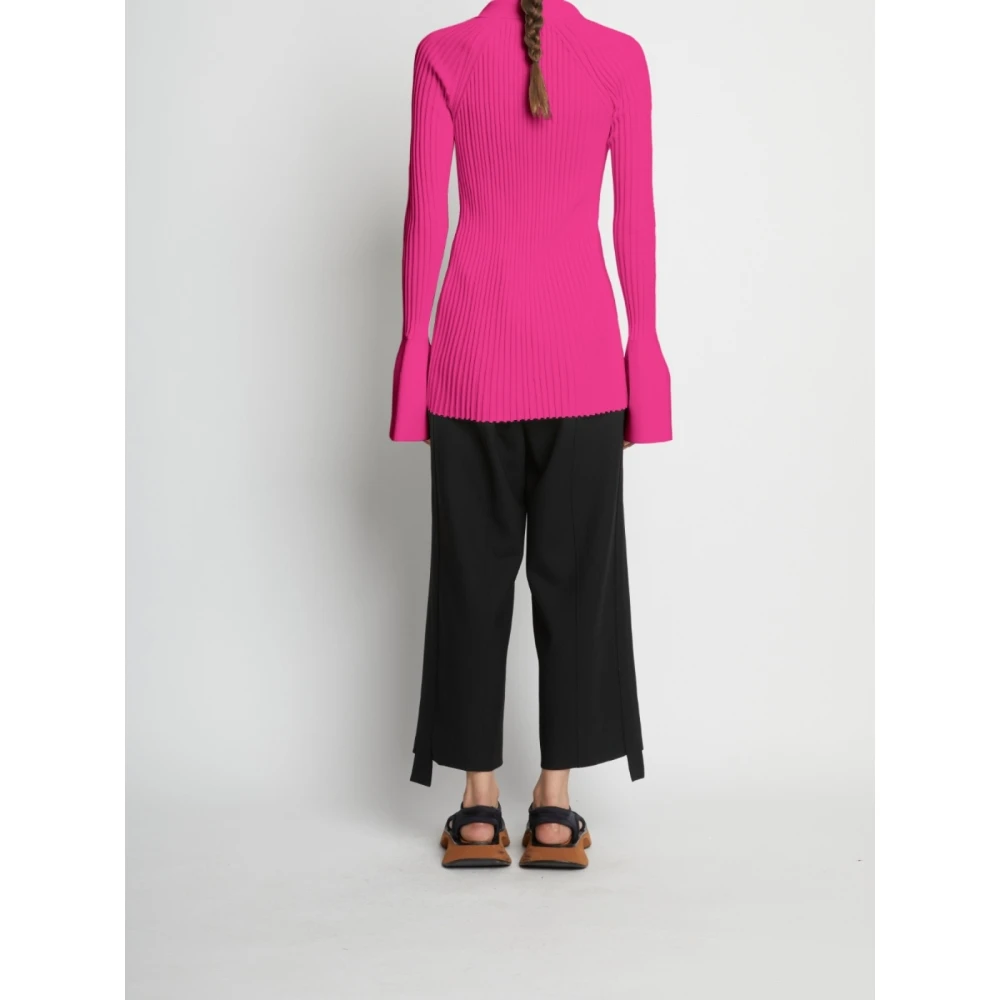Proenza Schouler Ribgebreide Gekraagde Vest Pink Dames