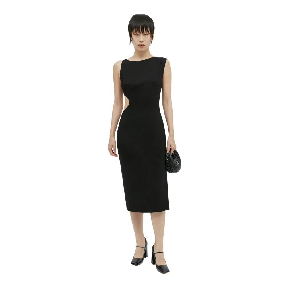 St. Agni Asymmetrische Arc Cut-Out Midi Jurk Black Dames