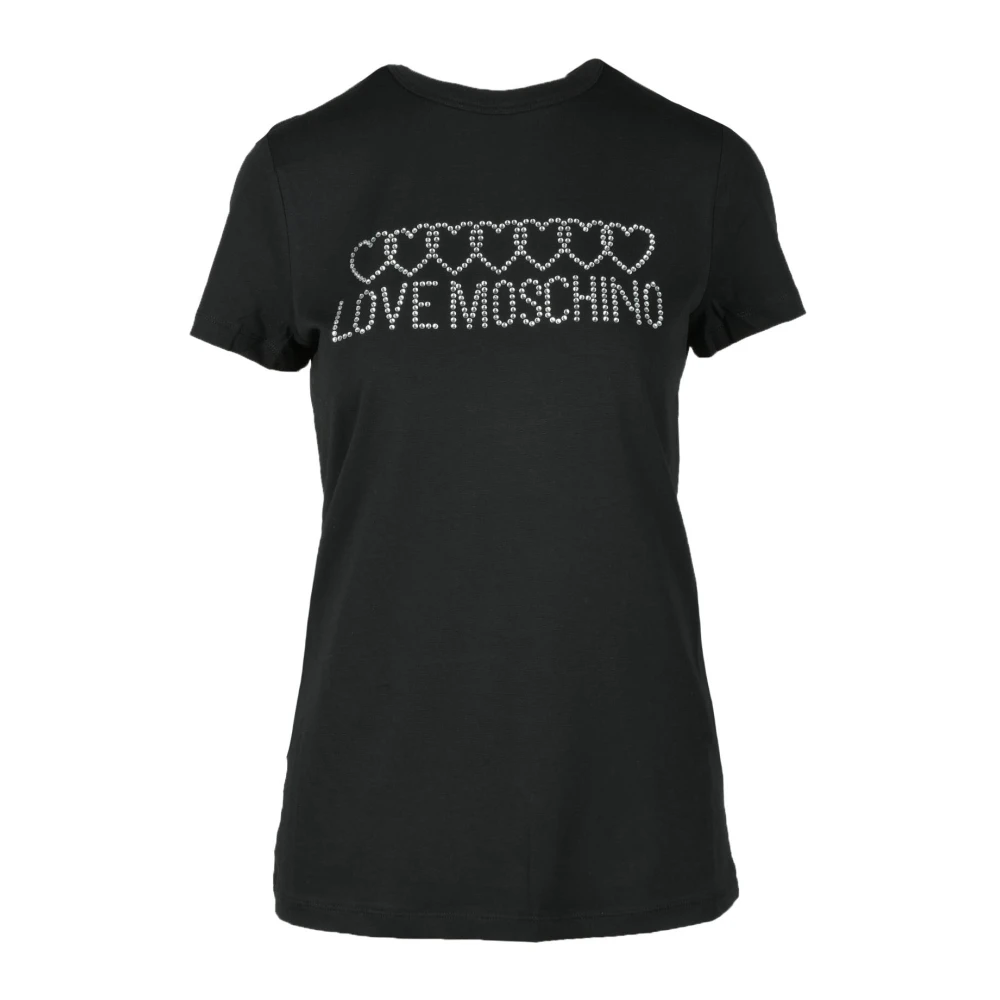 Love Moschino Katoen Spandex T-shirt Black Dames