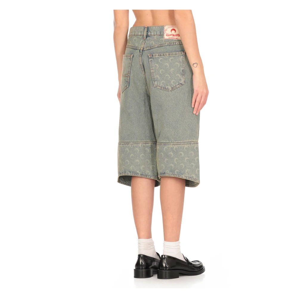 Marine Serre Lichtblauwe Bermuda Shorts Maanlogo Blue Dames