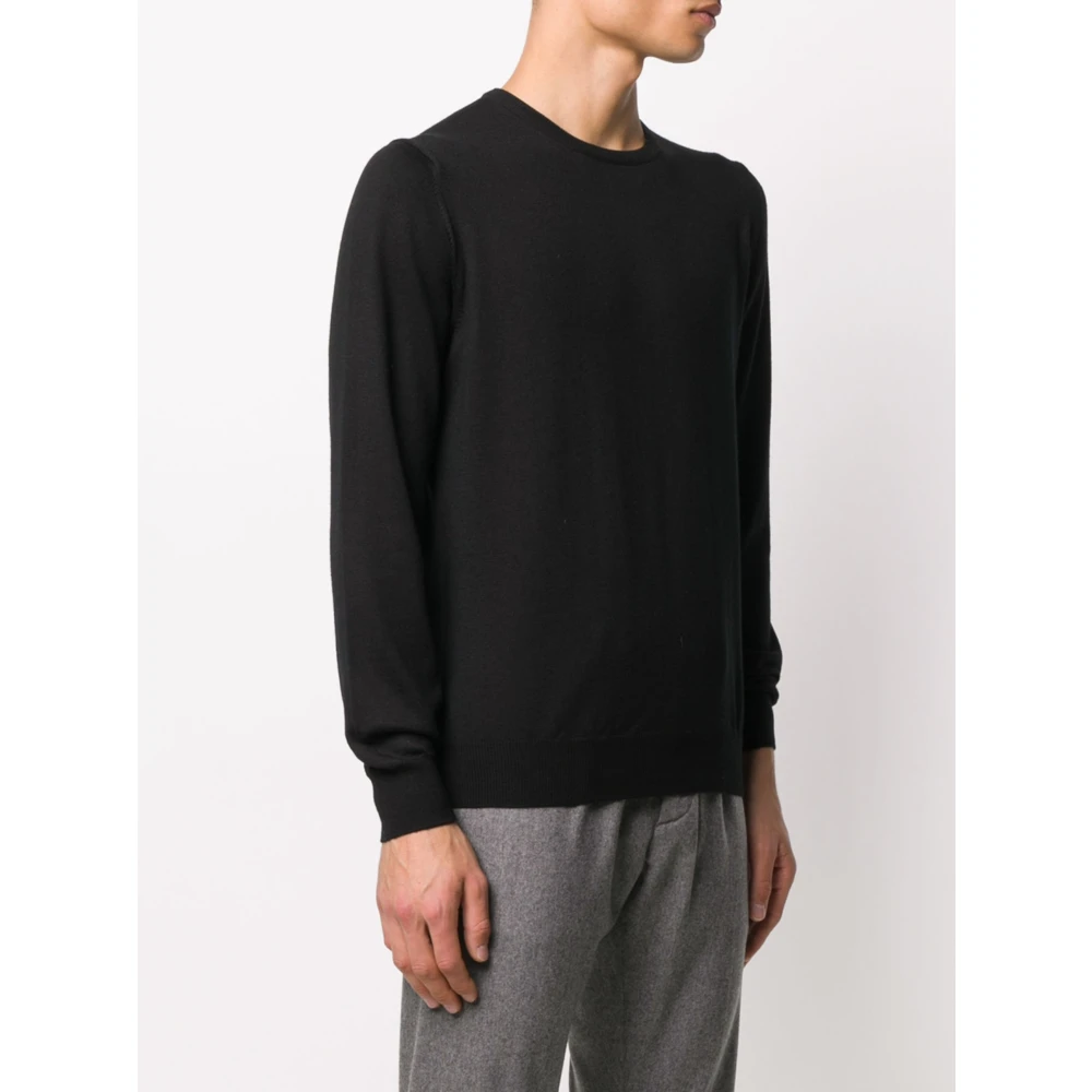 Barba Virgin Wool Crew-Neck Gebreide kleding Black Heren