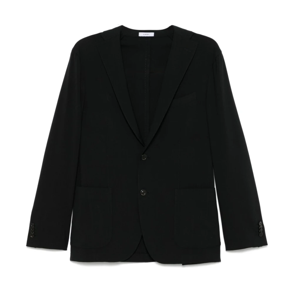 Boglioli Zwarte Wollen Jas Stijlvol Black Heren