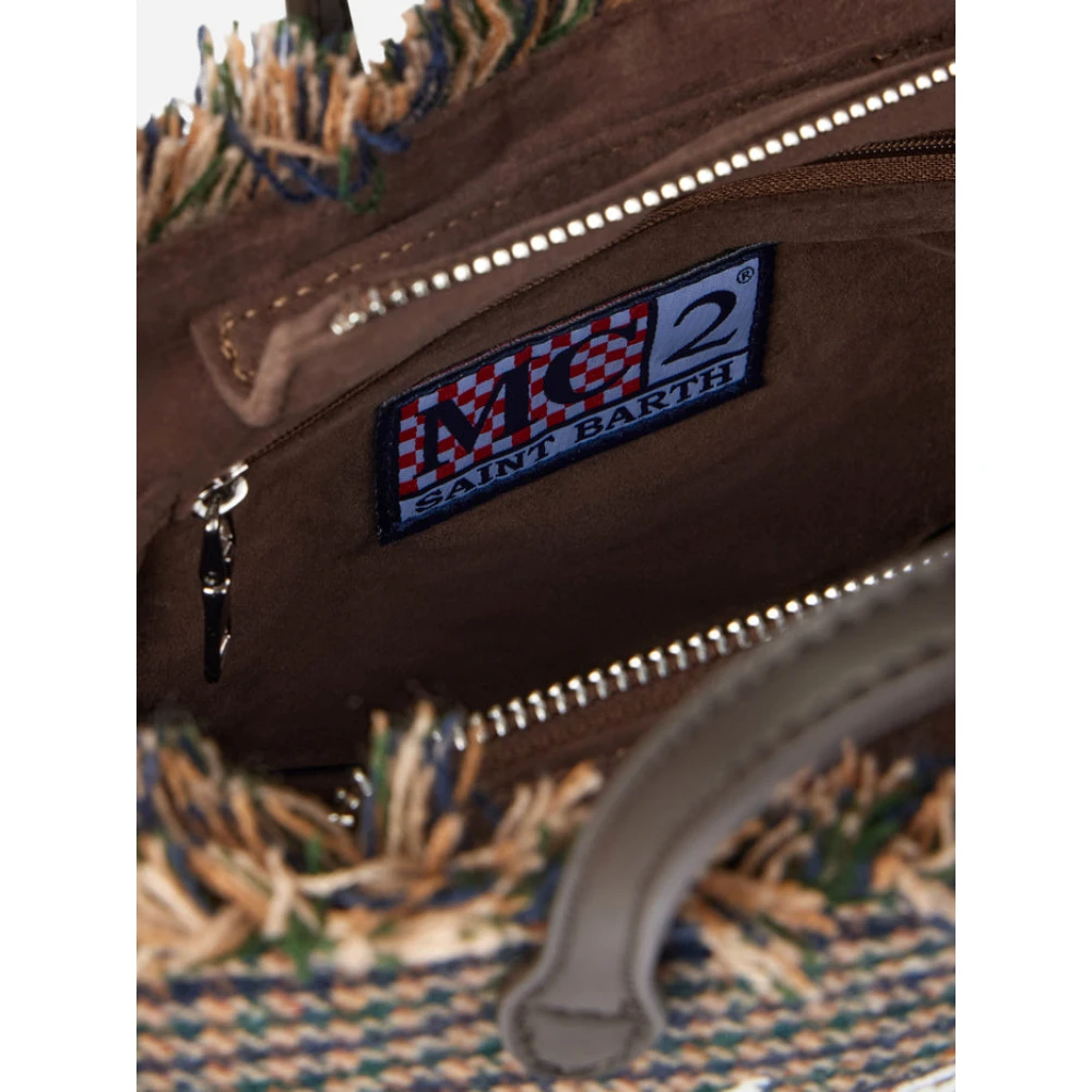MC2 Saint Barth Mini Vanity Wollen Handtas met Houndstooth Beige Dames