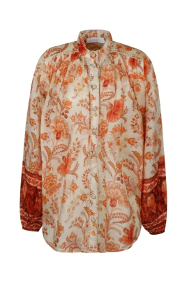 Kräm och Orange Junie Blus