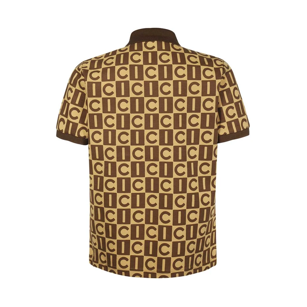 Icecream Monogram Print Polo Shirt Brown Heren