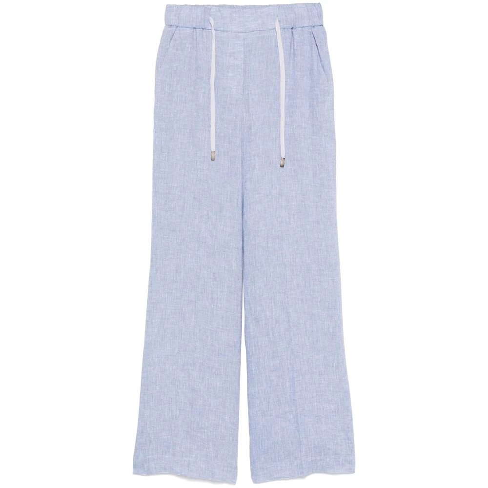 PESERICO Lichtblauwe Shorts met Trekkoord Blue Dames