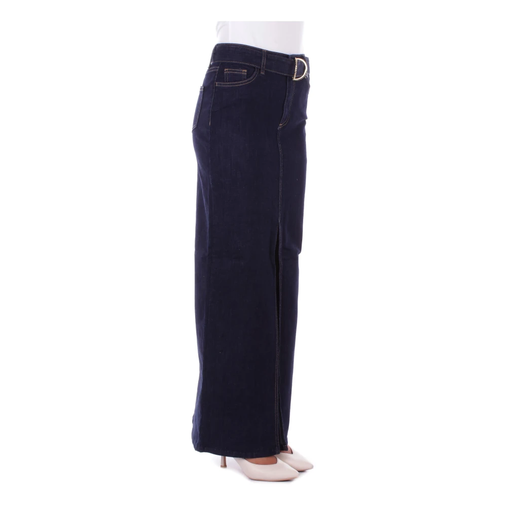 Liu Jo Denim Rok met Rits en Knoop Blue Dames