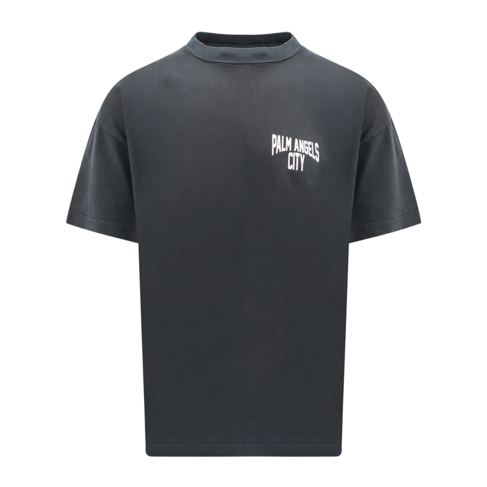 Palm Angels Stad Print Katoenen T-Shirt Black Heren