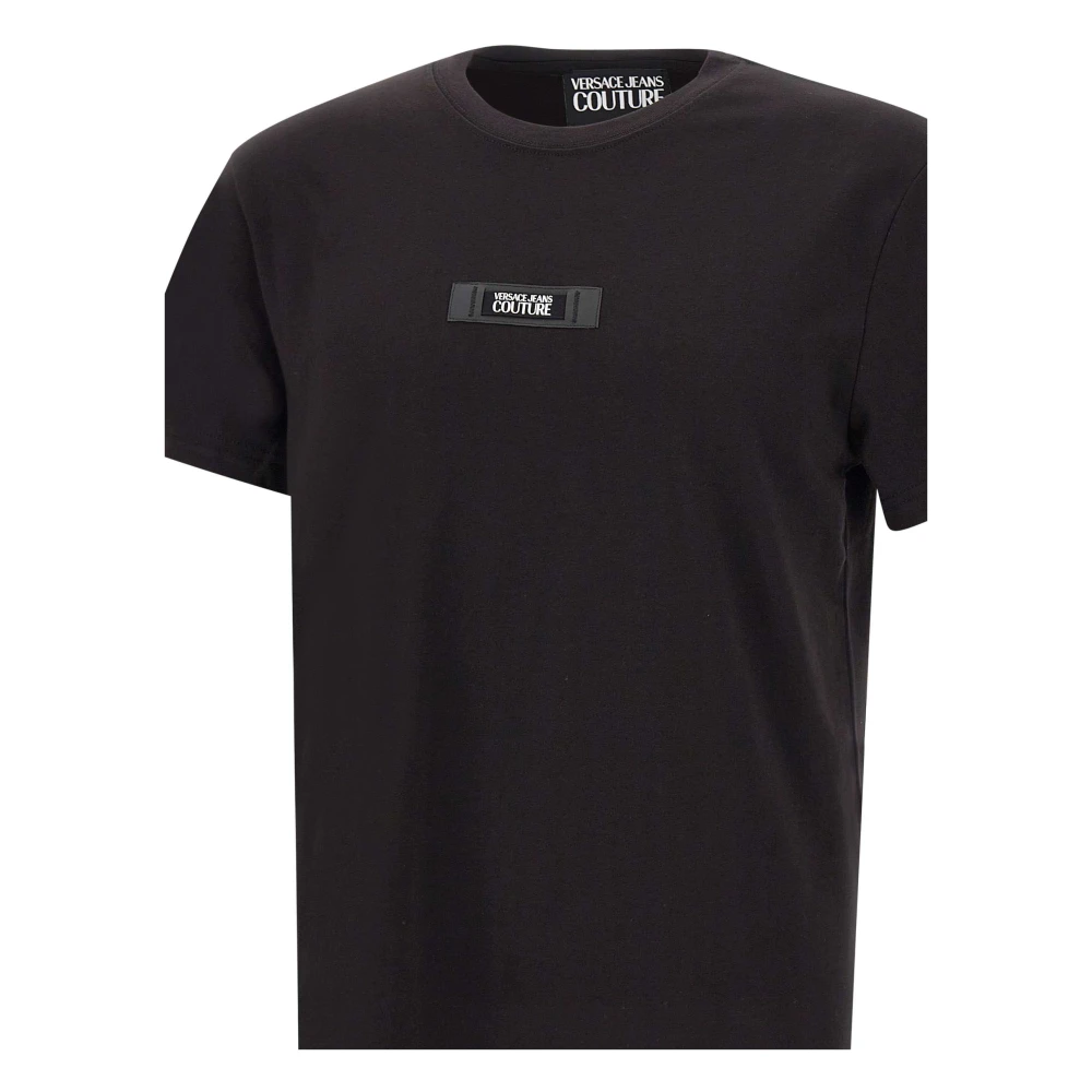 Versace Jeans Couture Zwart Katoenen Jersey T-shirt Ronde Hals Black Heren