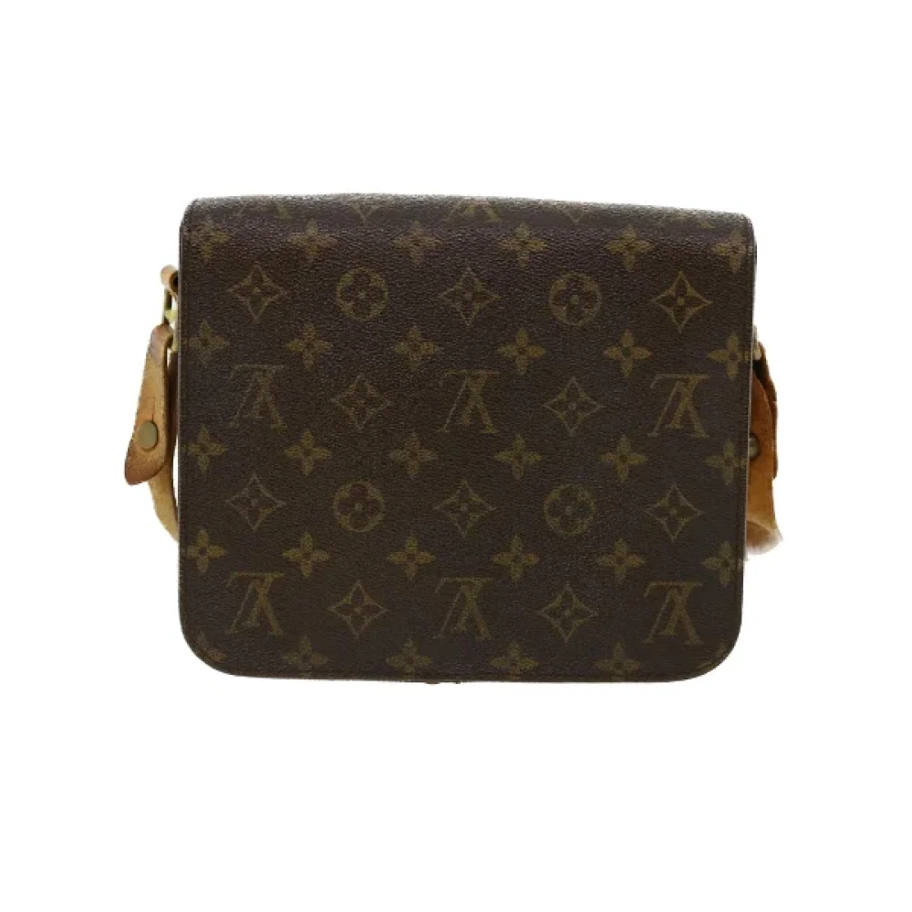 Louis Vuitton Vintage Coach Beige Bruin Zwart Canvas Schoudertas Brown Dames
