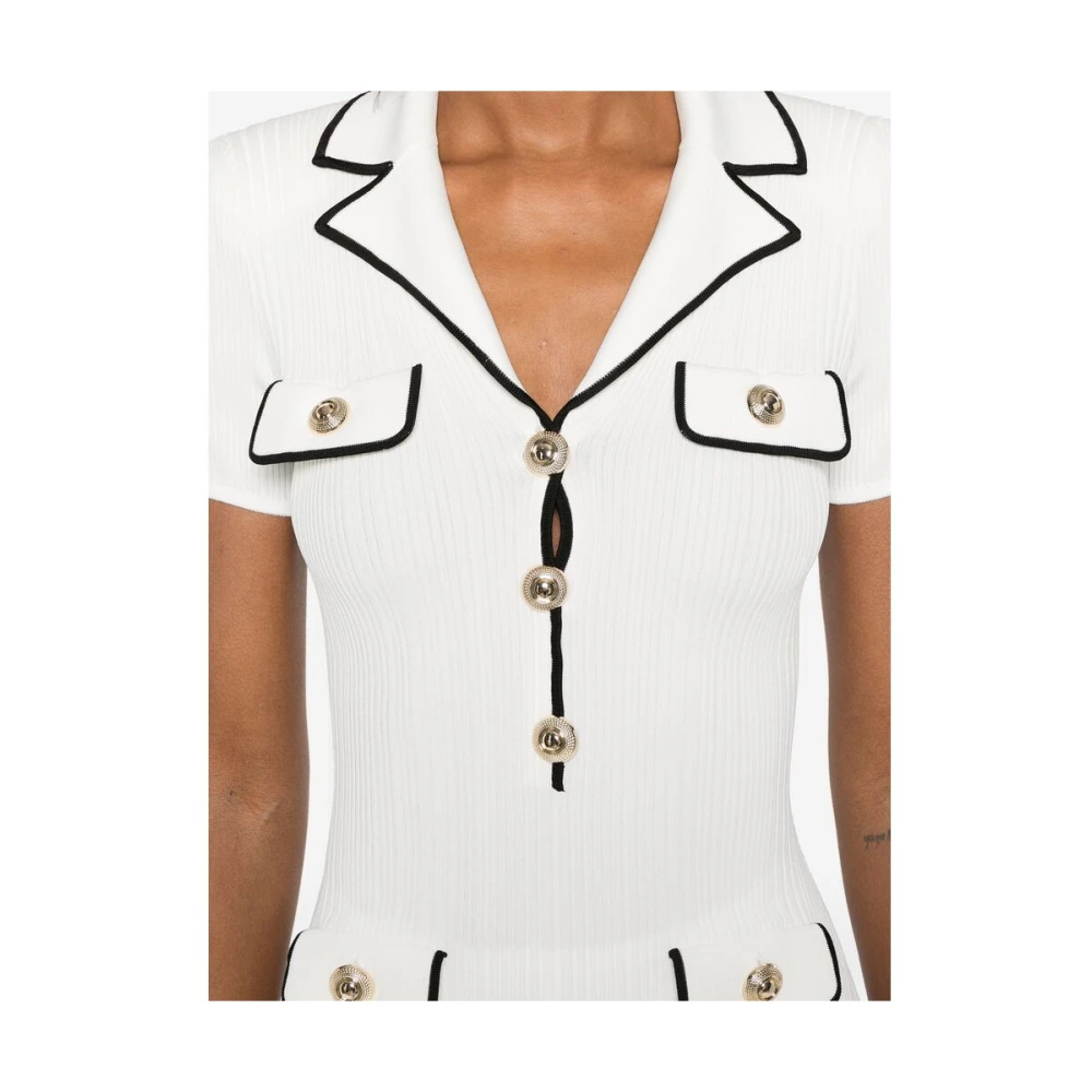 Self Portrait Witte Jurk met Knoopsluiting en Zakken White Dames