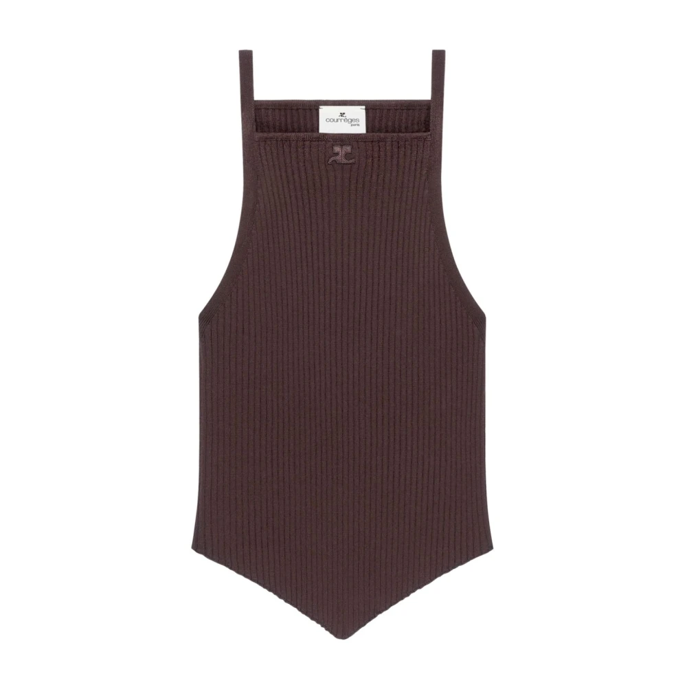 Courrèges Bruine Gebreide Geborduurde Mouwloze Top Brown Dames