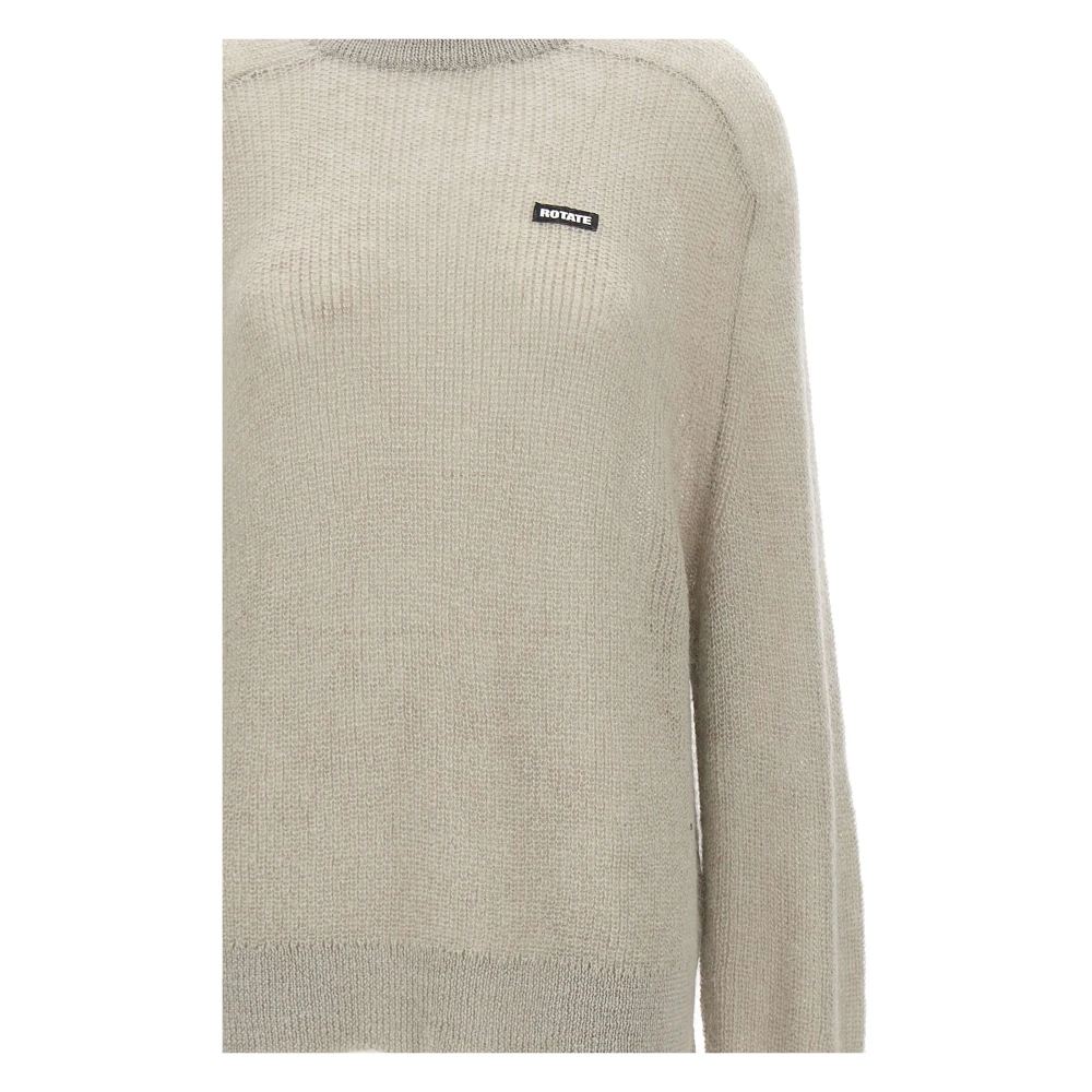Rotate Birger Christensen Grijze Wollen Trui met Logo Gray Dames