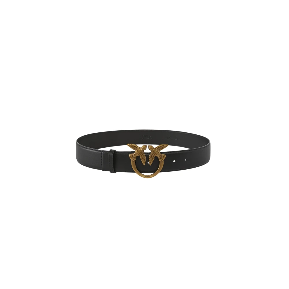 Pinko Love Birds Leren Riem Black Dames