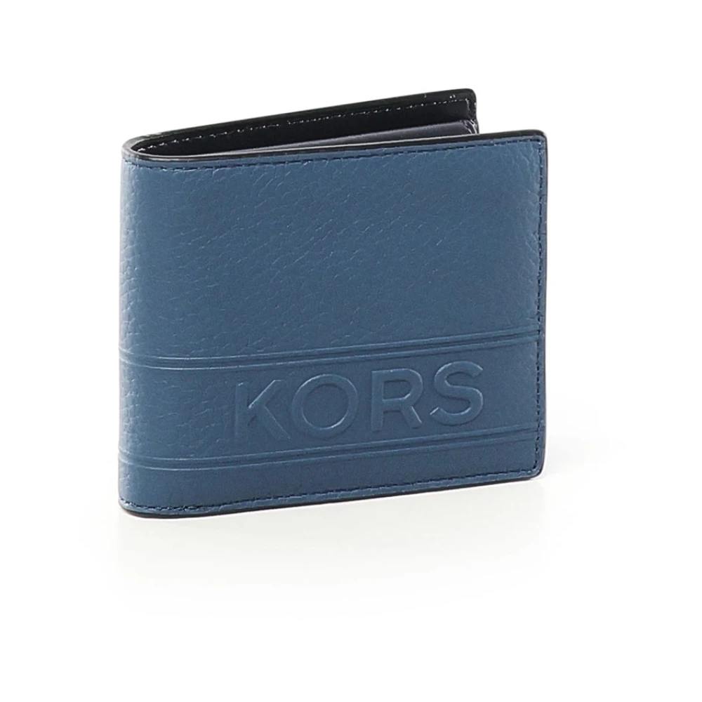 Michael Kors Zwarte leren portemonnee met details in gunmetal Blue Dames