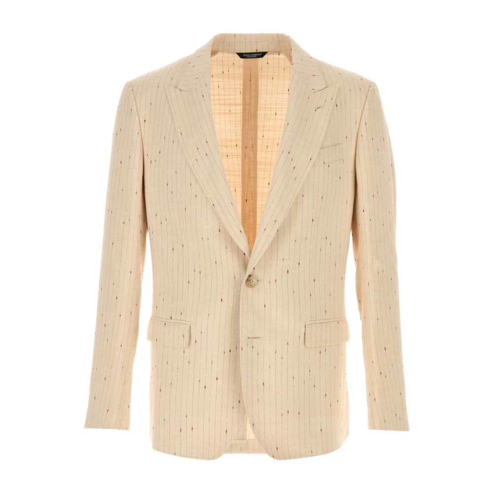 Dolce & Gabbana Men's Beige Embroidered Jersey Blazer