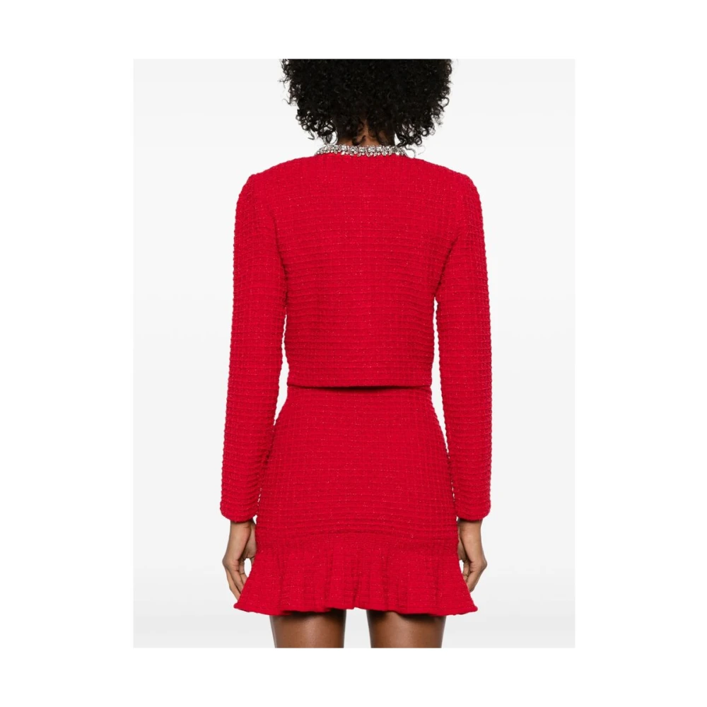 Self Portrait Kristal Rose Rode Sweater met Zakken Red Dames