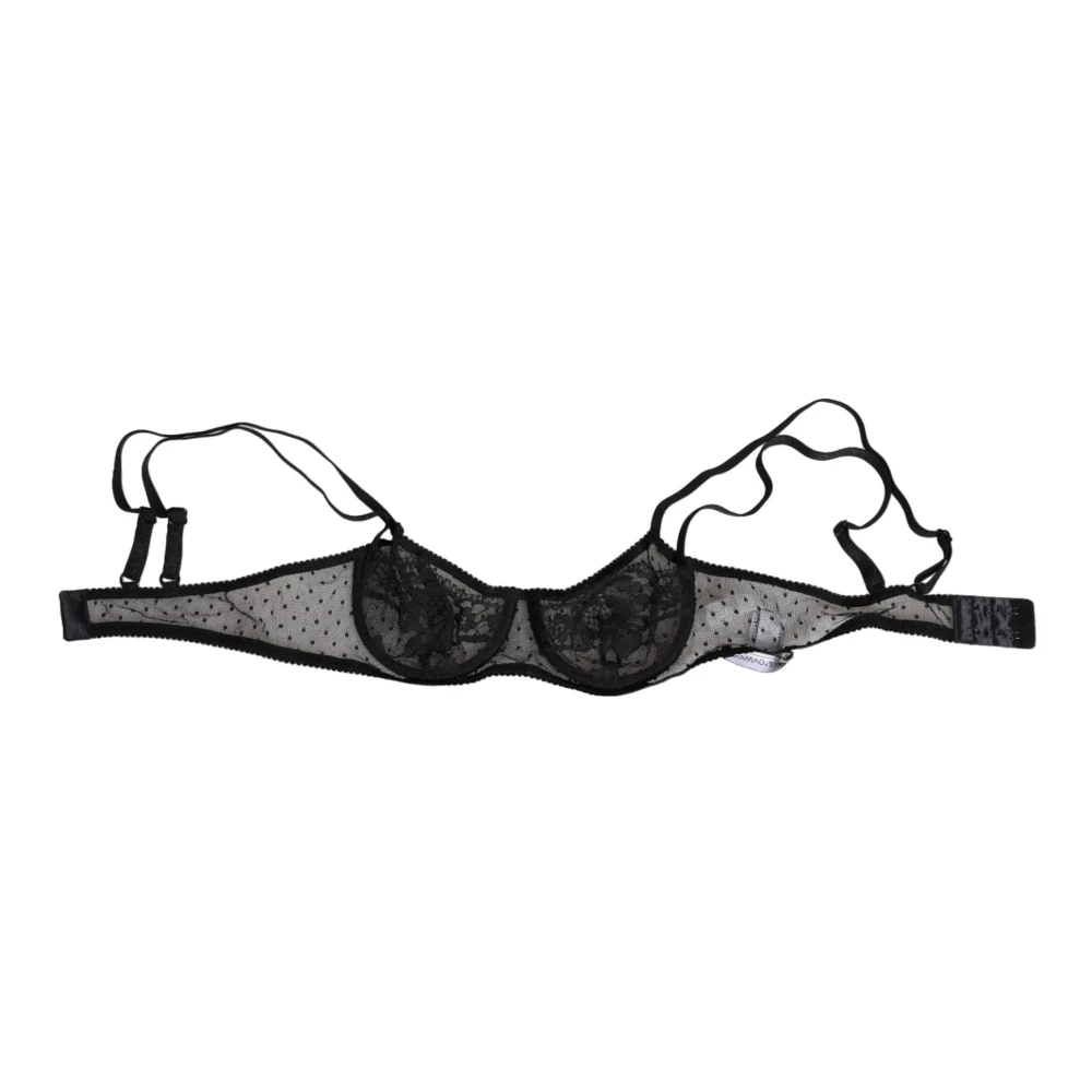 Dolce & Gabbana Women's Black Bras, S, Floral Balconette Bra Underwear