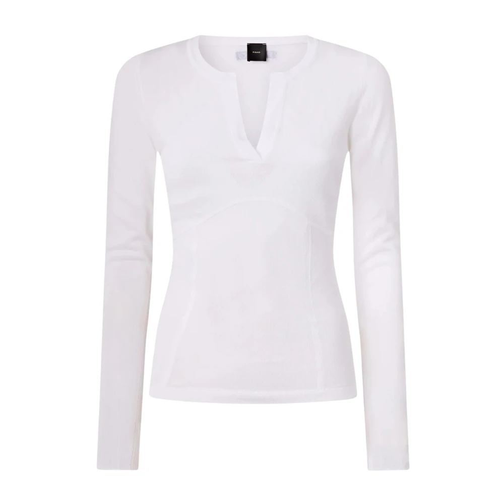 Pinko Women's White Asteroide Serafino - V-Neck Knitwear - Xs - Knitwear