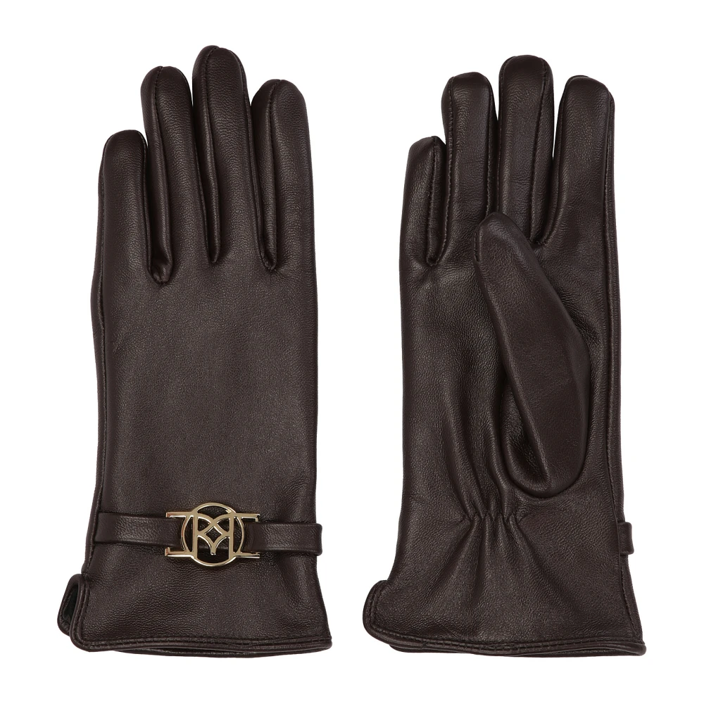 Kazar Bruine leren handschoenen met monogram Brown Dames