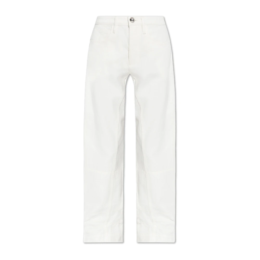 Jil Sander Women's White Jeans With Decorative Finish - Straight Fit Jeans - M - Jeans